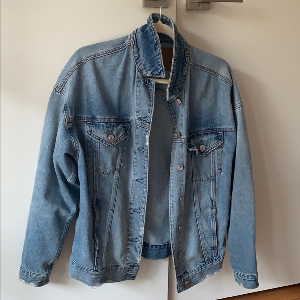 American Eagle oversized boyfriend denim jacket
